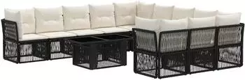 vidaXL Gartensofa-Set 12-tlg. schwarz Poly-Rattan (3436549)