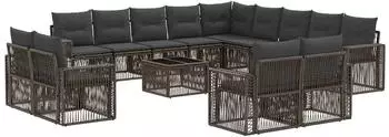 vidaXL Gartenlounge-Set 14-tlg. grau und dunkelgrau Poly-Rattan (3435308)