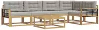 vidaXL Outdoor-Sofagarnitur 6 stk. Wei&szlig; und Hellgrau Polyester