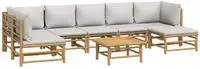 vidaXL 8-tlg. Garten-Lounge-Set mit Kissen Hellgrau Bambus