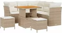 vidaXL Gartensofa-set 8 Stk. 5-Sitzanzahl Beige und Creme Poly-Rattan