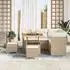 vidaXL Gartensofa-Set 8-tlg. 5-Sitzer Poly-Rattan, beige und creme (3363431)
