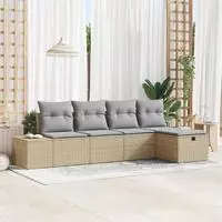 vidaXL Gartensofa-set 5 stk. Beige Poly-Rattan