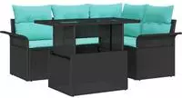 vidaXL Gartensofa-set 5 stk. Schwarz [Synthetisch]: Poly Rattan