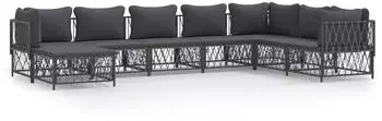 vidaXL Garten-Lounge-Set 8-tlg. mit Kissen, Stahl, anthrazit (3186913)
