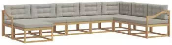 vidaXL Outdoor-Sofagarnitur 8-tlg., wei&szlig; und hellgrau (3386880)