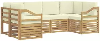 vidaXL Outdoor-Sofagarnitur 6-tlg. Polyester, weiß und creme