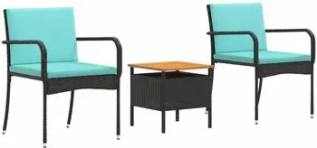 vidaXL Gartenlounge-Set schwarz Poly-Rattan (42025114)