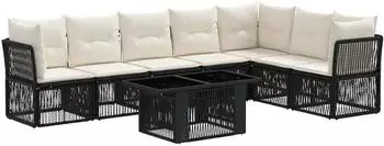 vidaXL Gartensofa-Set 8-teilig, Poly-Rattan, schwarz (3436474)