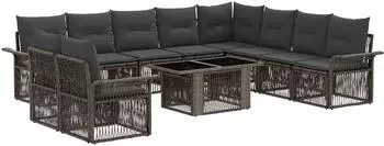 vidaXL Gartensofa-Set 11-tlg. Poly-Rattan grau/dunkelgrau (3436661)