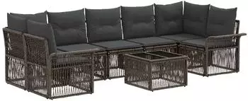 vidaXL Garten-Sofaset 8-tlg. Poly-Rattan grau (3434771)