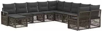 vidaXL Gartenlounge-Set 11-tlg. grau Poly-Rattan (3435911)