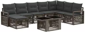 vidaXL Gartensofa-Set 9-tlg. Poly-Rattan grau und dunkelgrau (3437141)