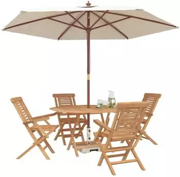 vidaXL Garten-Lounge-Set 5-tlg. Teakholz, braun (3437360)