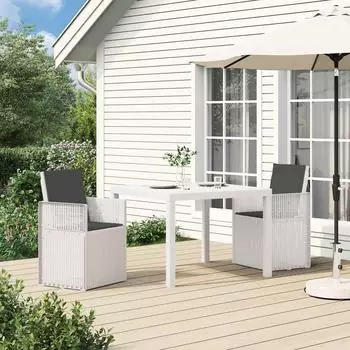 vidaXL Garten-Essgruppe 3-tlg. PP wei&szlig;/anthrazit (3430048)