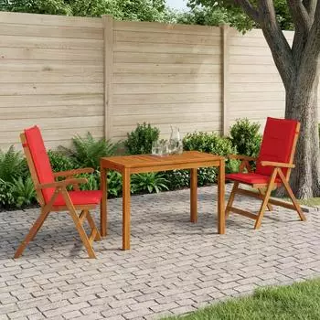 vidaXL 3-teilige Garten-Essgruppe Akazienholz, natur