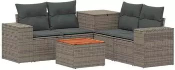vidaXL Sofa-Set 6-tlg. grau und dunkelgrau Polyrattan und Stahl (3447570)