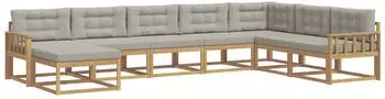 vidaXL Outdoor-Sofagarnitur 8-tlg., wei&szlig; und hellgrau (3386860)