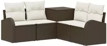 vidaXL Sofa-Set 5-teilig, braun und cremewei&szlig; (3447774)