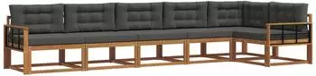 vidaXL Garten-Sofagarnitur mit Kissen, 6-tlg., natur/anthrazit (3367660)