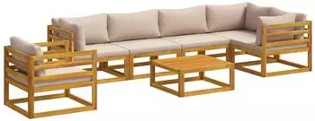 vidaXL Gartenlounge-Set 7-tlg. Akazien-Massivholz, natur