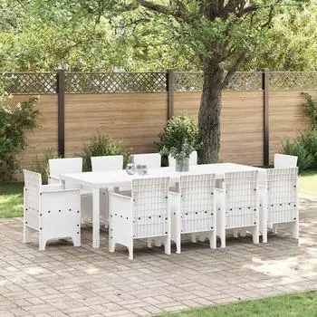 vidaXL Garten-Essgruppe 11-tlg., wei&szlig;, Polypropylen (3378606)