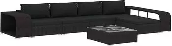 vidaXL Garten-Lounge-Set 8-tlg. Poly Rattan schwarz (48314)