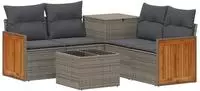 vidaXL Sofa Set 6 stk. Grau und Dunkelgrau Polyrattan und Stahl