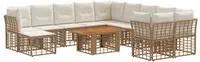 vidaXL Gartensofa-set 12 stk. Nat&uuml;rlich und Cremwei&szlig; Poly-Rattan