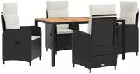 vidaXL Outdoortisch-Set 5 stk. Schwarz und Cremewei&szlig;
