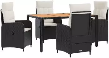 vidaXL Outdoor-Tischset 5-tlg., schwarz und cremewei&szlig; (3422270)