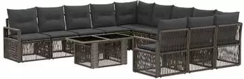 vidaXL Gartensofa-Set 12-tlg. Poly-Rattan grau/dunkelgrau (3437162)