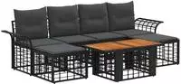 vidaXL Gartensofa-set 7 stk. Schwarz und Dunkelgrau Poly-Rattan