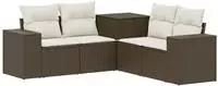 vidaXL Sofa Set 5 stk. Braun und Creme Wei&szlig; 200 x 200 x 85 cm