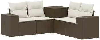 vidaXL Sofa-Set 5-teilig, braun und cremewei&szlig; (3447914)