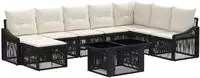vidaXL Gartensofa-set 9 stk. Schwarz und Cremewei&szlig; Poly-Rattan