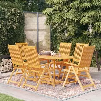 vidaXL 7-tlg. Garten-Essgruppe Teak Massivholz (3059528)