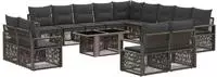 vidaXL Gartensofa-set 14 stk. Grau und Dunkelgrau Poly-Rattan