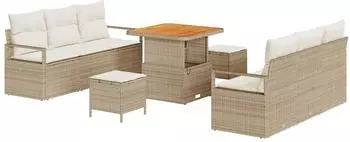 vidaXL Garten-Sofa-Set mit Stauraum 9-tlg., beige Poly Rattan (3364426)