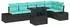 vidaXL Garten-Sofa-Set 7-tlg. 6-Sitzer Poly-Rattan schwarz/blau (3349202)