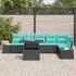 vidaXL Garten-Sofa-Set 7-tlg. 6-Sitzer Poly-Rattan schwarz/blau (3349202)