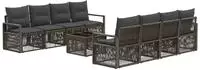 vidaXL Gartensofa-set 9 stk. Grau Poly-Rattan