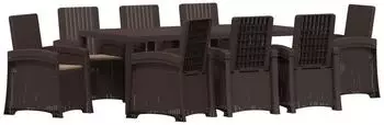 vidaXL Garten-Essgruppe 9-tlg. braun und taupe, PP (3430157)