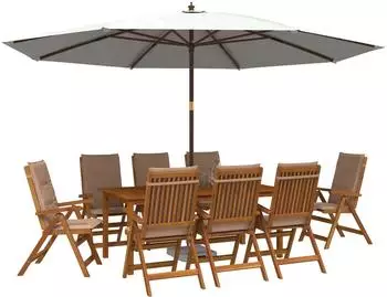 vidaXL Garten-Essgruppe 9-teilig, 8-Sitzer, Massivholz Akazie, natur