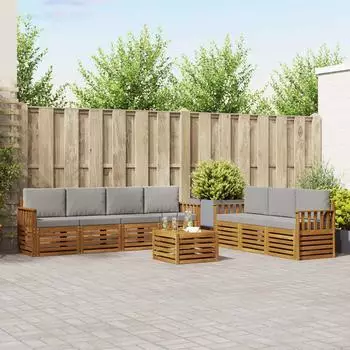 vidaXL Garten-Lounge-Set 8-tlg. Akazienholz, hellgrau (3374481)
