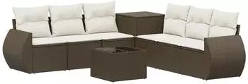 vidaXL Sofa-Set 8-teilig, braun und cremewei&szlig; (3448434)