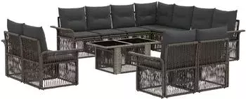 vidaXL Gartensofa-Set 12-tlg. Poly-Rattan grau/dunkelgrau (3436718)