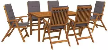 vidaXL 7-teiliges Garten-Essset, 6-Sitzer, Massivholz Akazie (3434621)