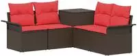 vidaXL Sofa Set 5 stk. Braun und Rot 187,5 x 187,5 x 85 cm