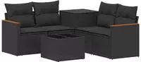 vidaXL Sofa Set 6 stk. Schwarz 55 x 55 x 37 cm Polyrattan und Stahl